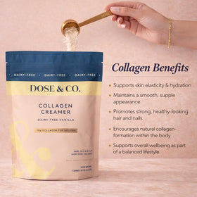 DOSE & CO vanilla creamer scoop helps blend smoothly into your morning coffee.