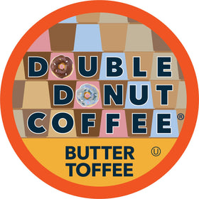 Double Donut Butter Toffee pod pack shot, showcasing convenient, pantry-ready coffee for busy mornings.