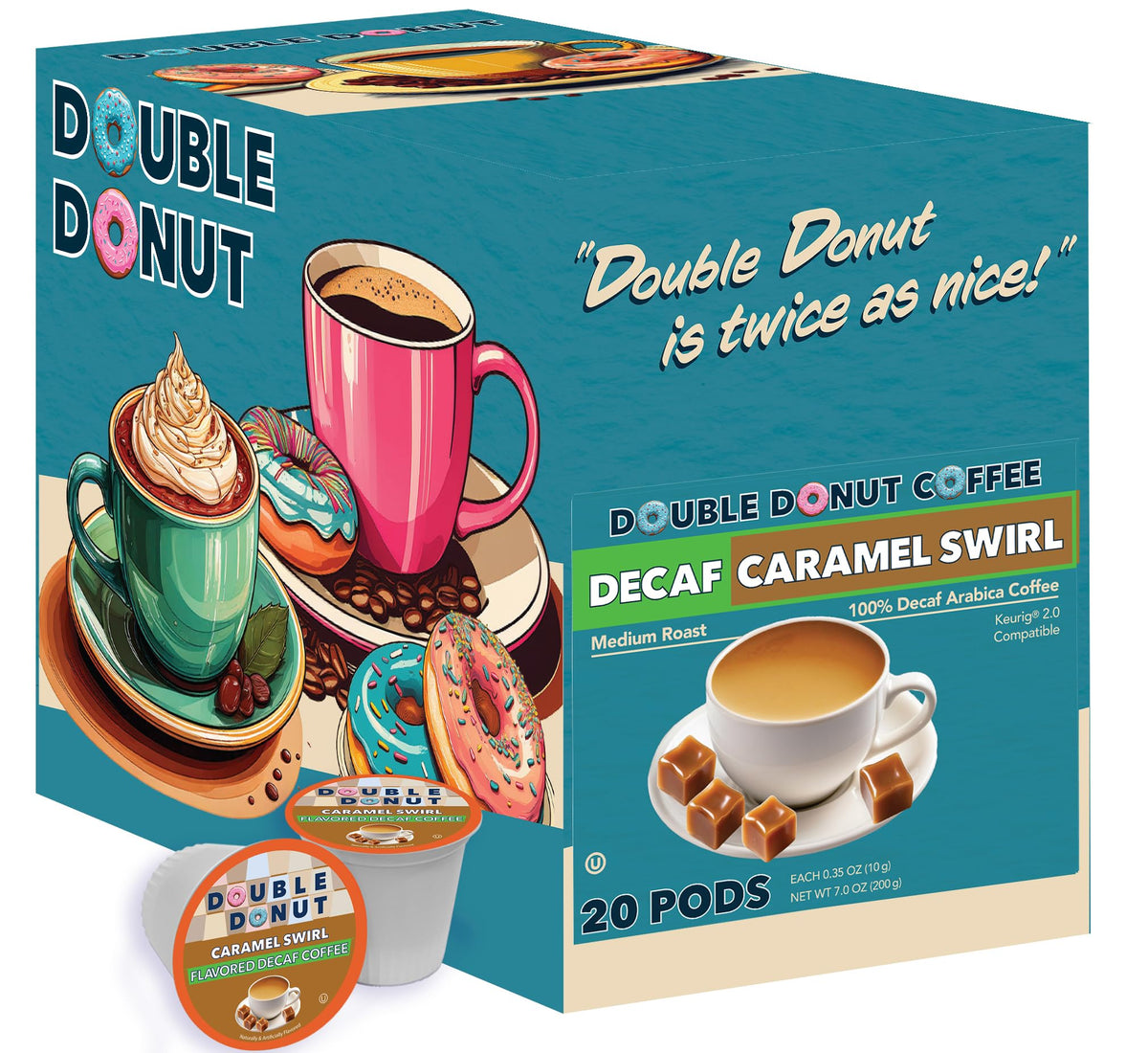 Double Donut packaging showing a 20-pack box for easy restocking.