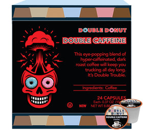 Double Donut Coffee 2x caffeine pod pack for a quick morning energy boost.