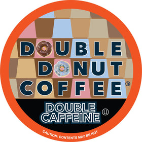 Double Donut Coffee 2x caffeine pods inside a box, ideal for busy mornings.