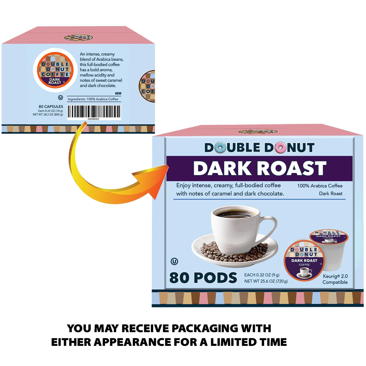Double Donut Coffee 80-count box for convenient everyday use.
