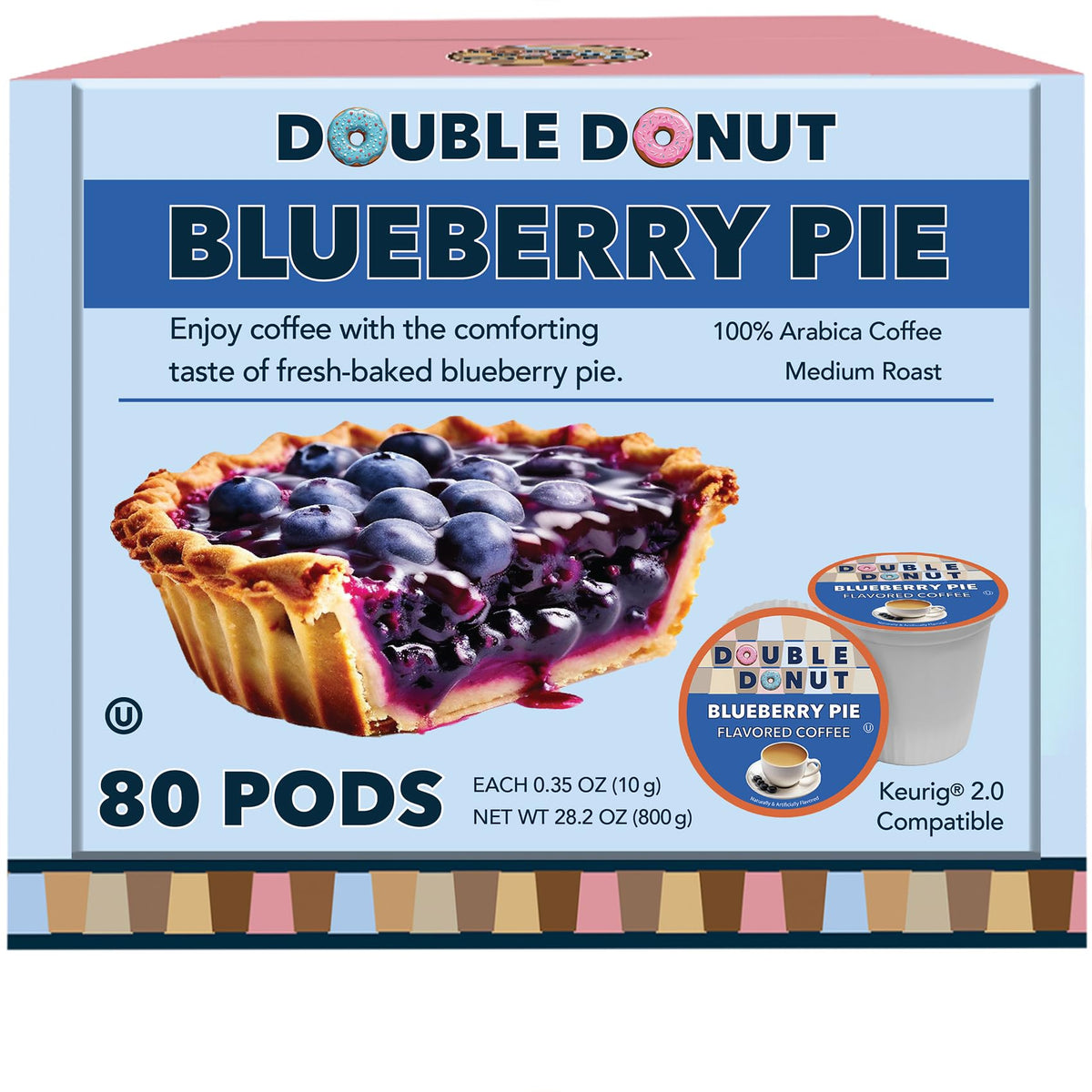 Double Donut Coffee Blueberry Pie capsule closeup for rich home brewing.