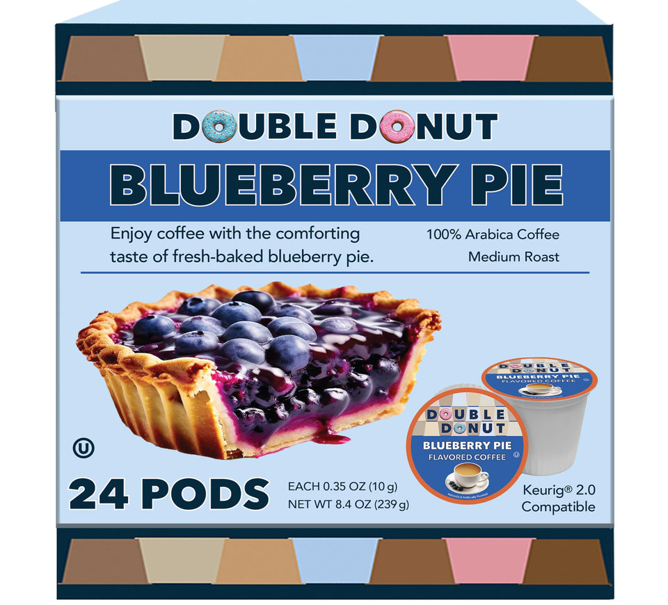Double Donut Coffee blueberry pods front view, showcasing a vibrant flavor profile for mornings
