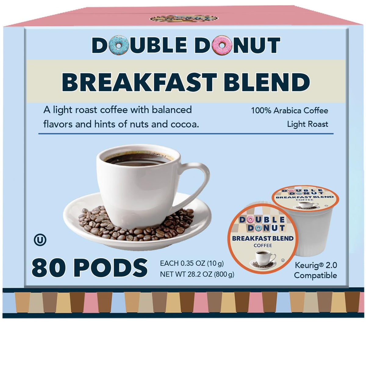 Double Donut Breakfast Blend pods in recyclable packaging for a quick morning brew