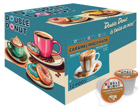 Double Donut Caramel Macchiato pods stacked for easy single-serve mornings.