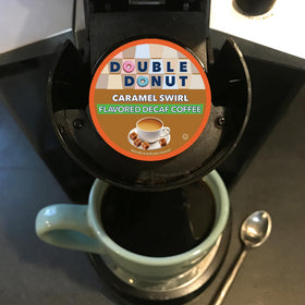 Double Donut cup on a counter invites a comforting, cozy brew.