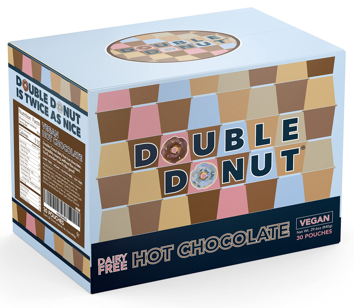 Ingredients list of Double Donut Coffee dairy-free hot chocolate