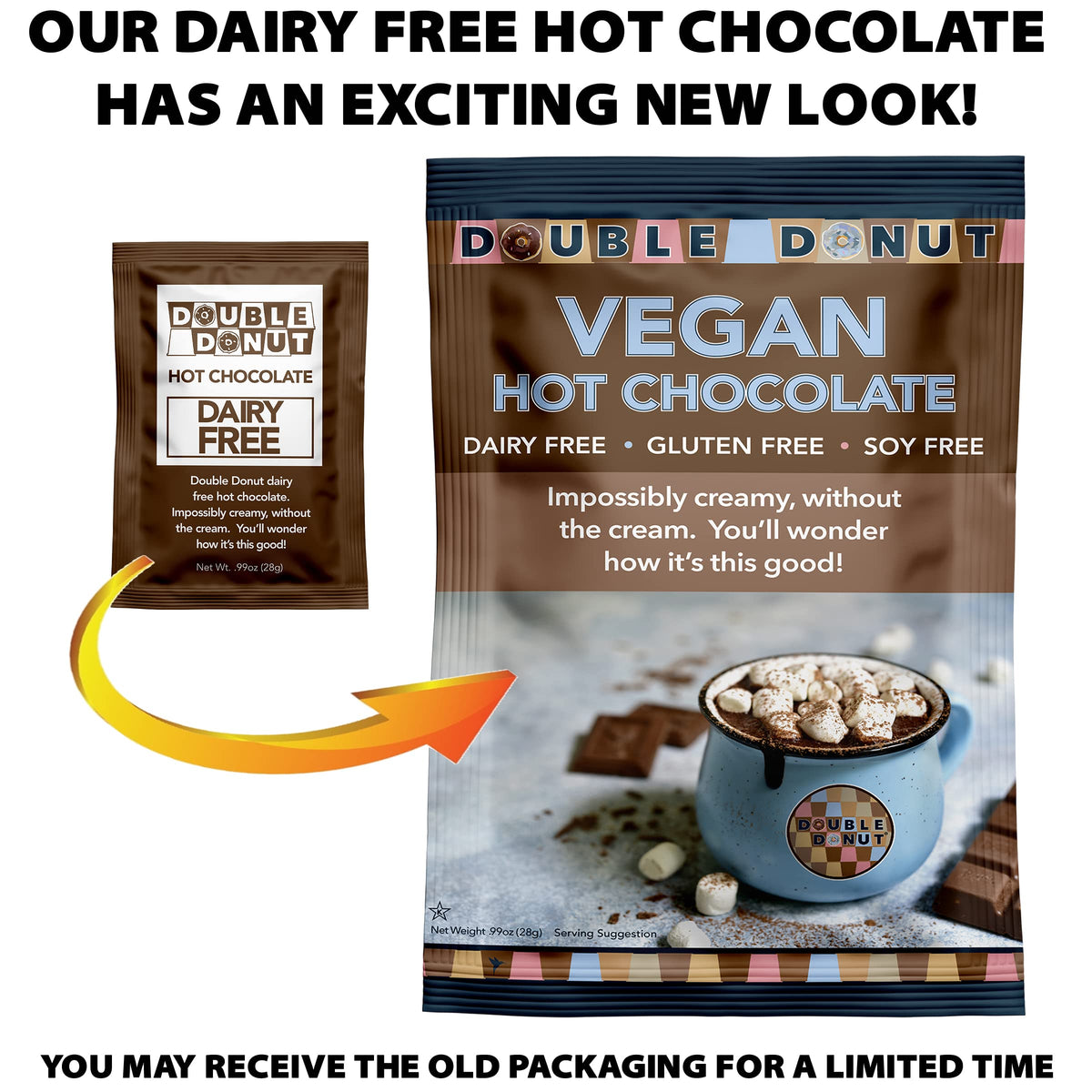 Dairy-free hot chocolate on a kitchen counter setup