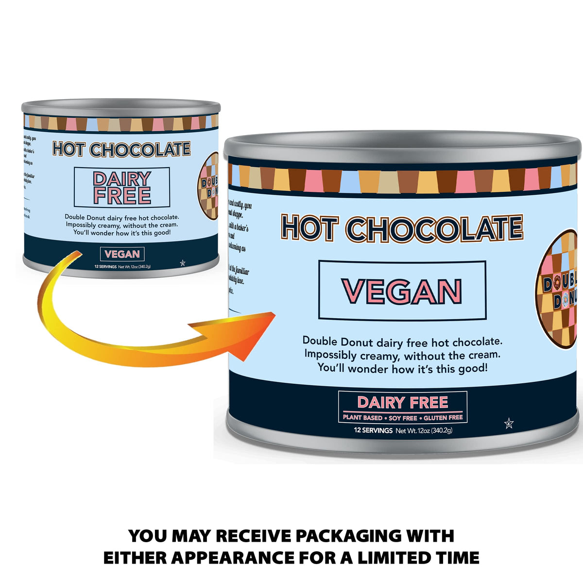 Powder and scoop on kitchen counter for bulk canister convenience with Double Donut Coffee mix