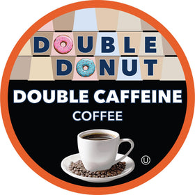 Close-up of Double Donut dark roast capsules delivering strong energy