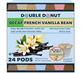 Double Donut Coffee decaf vanilla K-Cup pods ready for quick home brewing