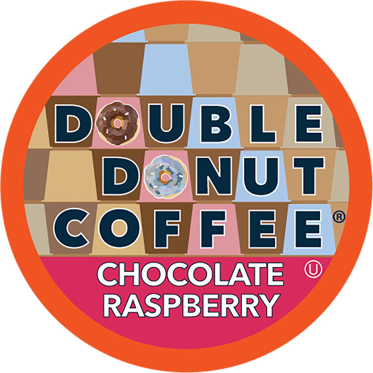 Double Donut Coffee raspberry chocolate flavor pods for a rich, aromatic cup.