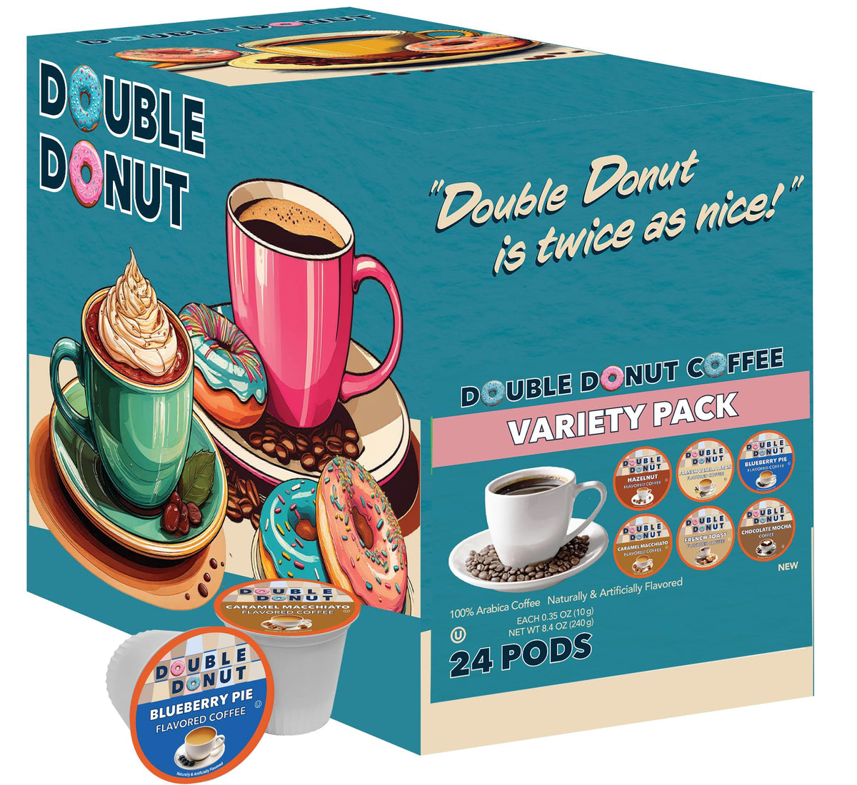 Double Donut vanilla caramel flavor pods deliver cozy, inviting aromas with each cup.