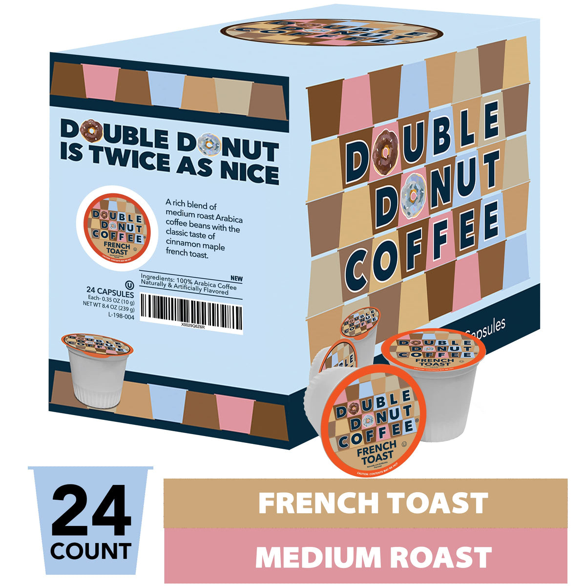 Double Donut French Toast cup steaming for a warm, inviting breakfast brew.
