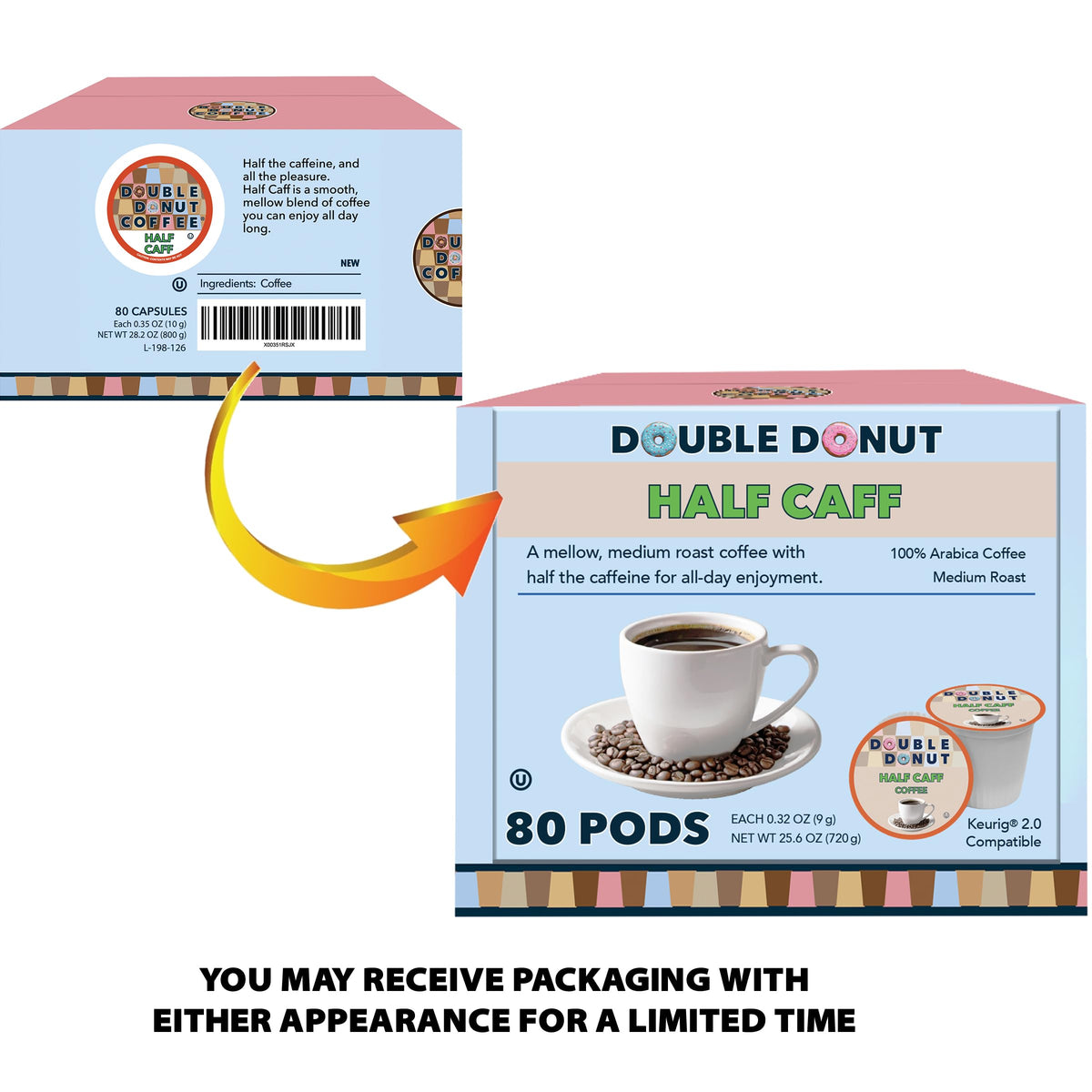 Double Donut half-caff pods compatible with Keurig machines
