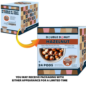 Double Donut Coffee Hazelnut 24-count box for convenient everyday use.