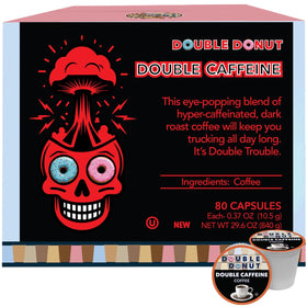 Double Donut high caffeine pods front view for bold mornings