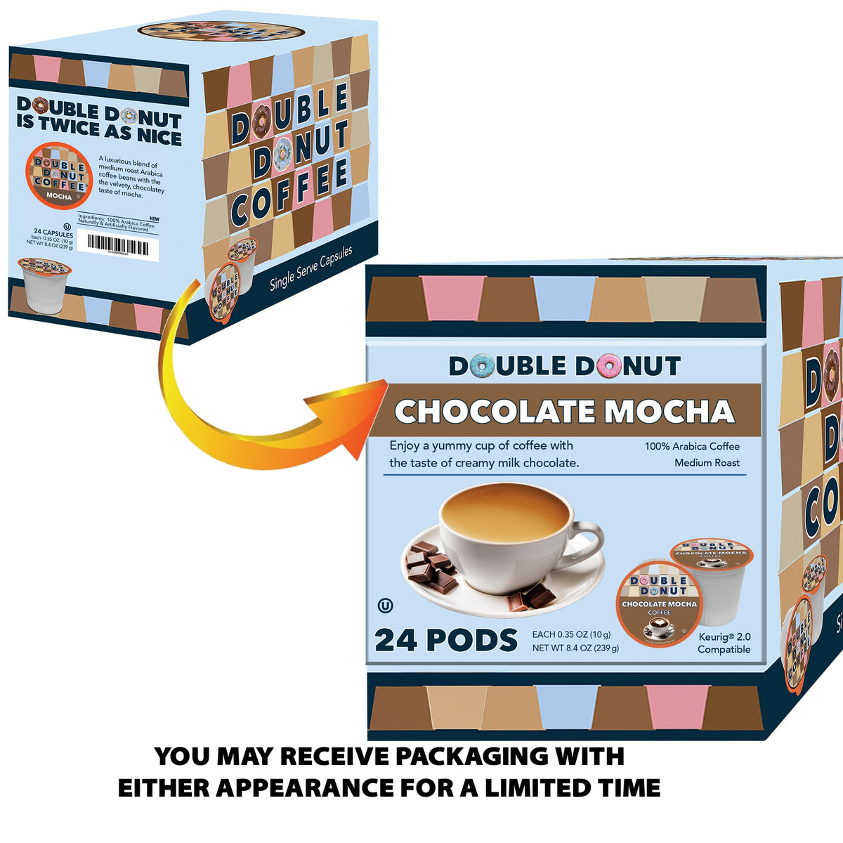 Double Donut Coffee hot cup serves a comforting mocha with a fragrant finish.