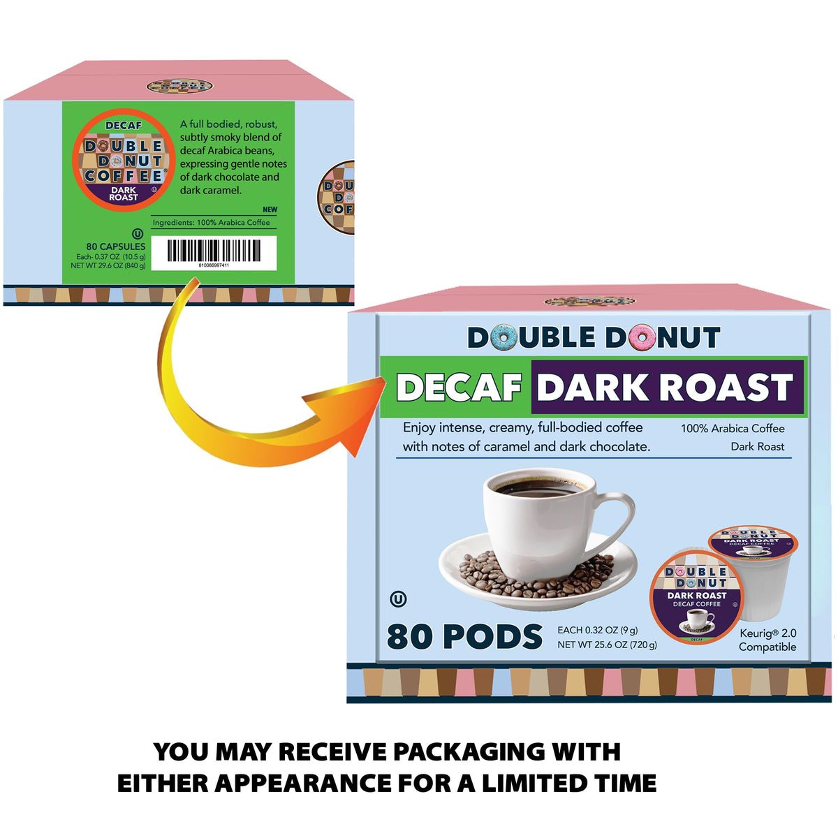 Double Donut pods for hot or iced coffee anytime, anywhere.
