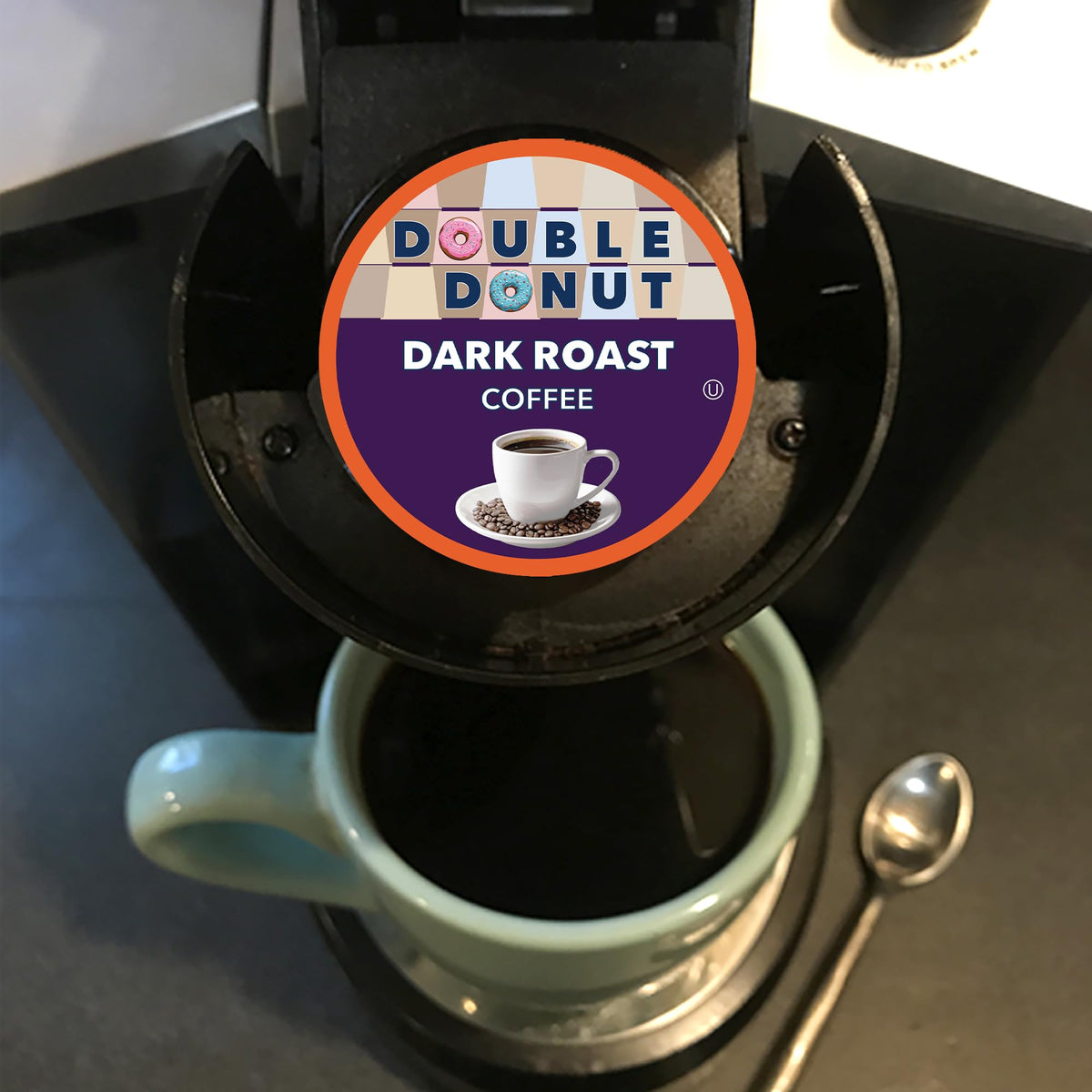 Double Donut Coffee dark roast over ice shows versatility for cold brews.