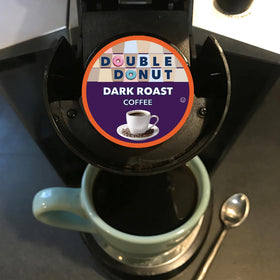 Double Donut Coffee dark roast over ice shows versatility for cold brews.