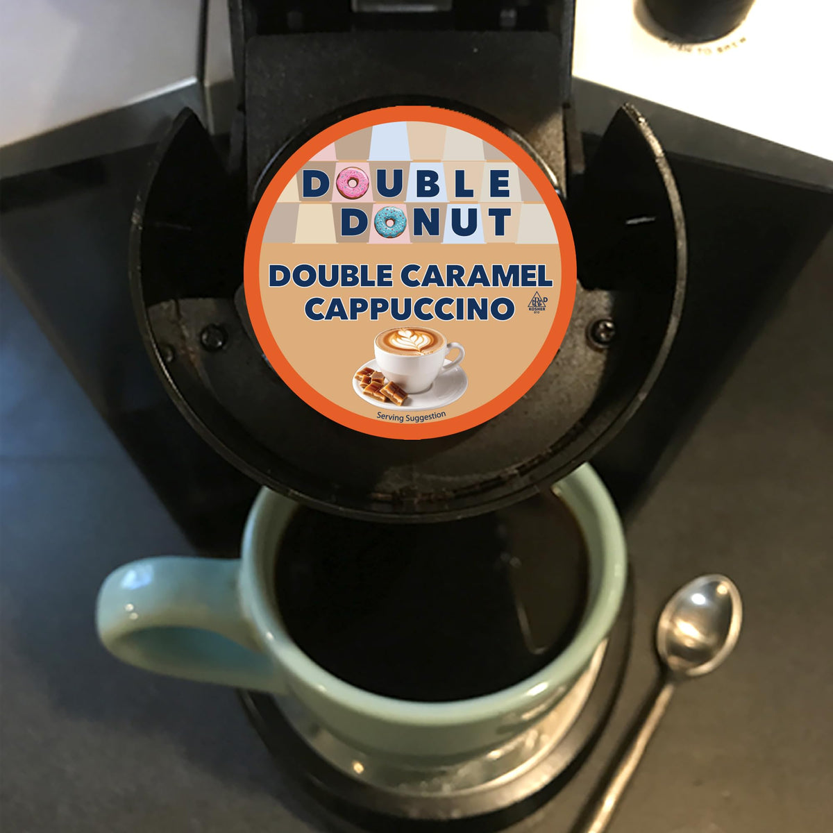 Double Donut iced caramel cappuccino pour ready to chill.