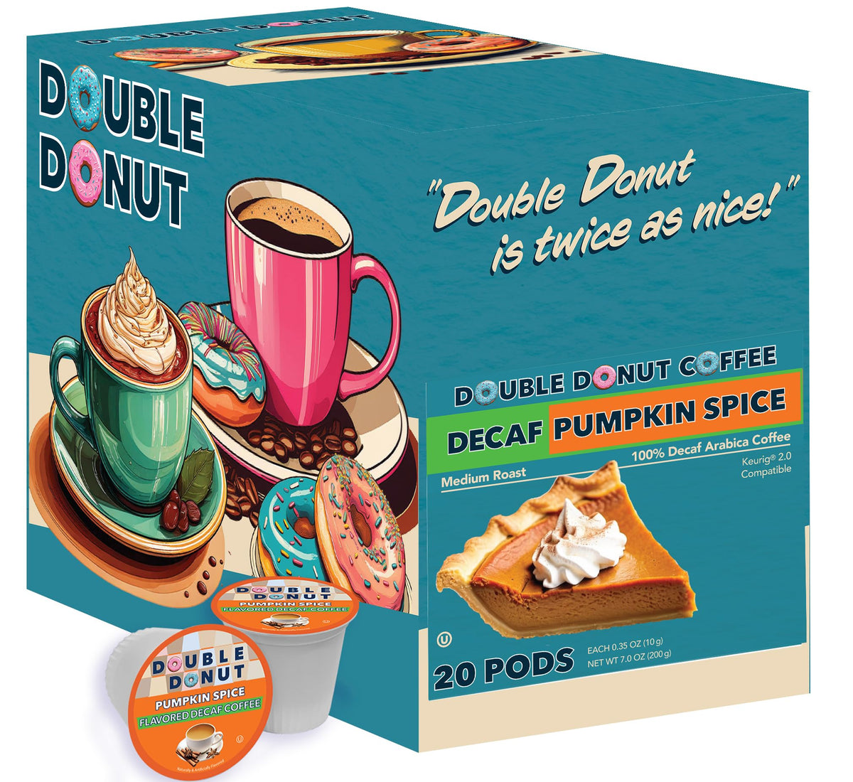 Double Donut Coffee Keurig-compatible pods fit most machines for easy brewing.
