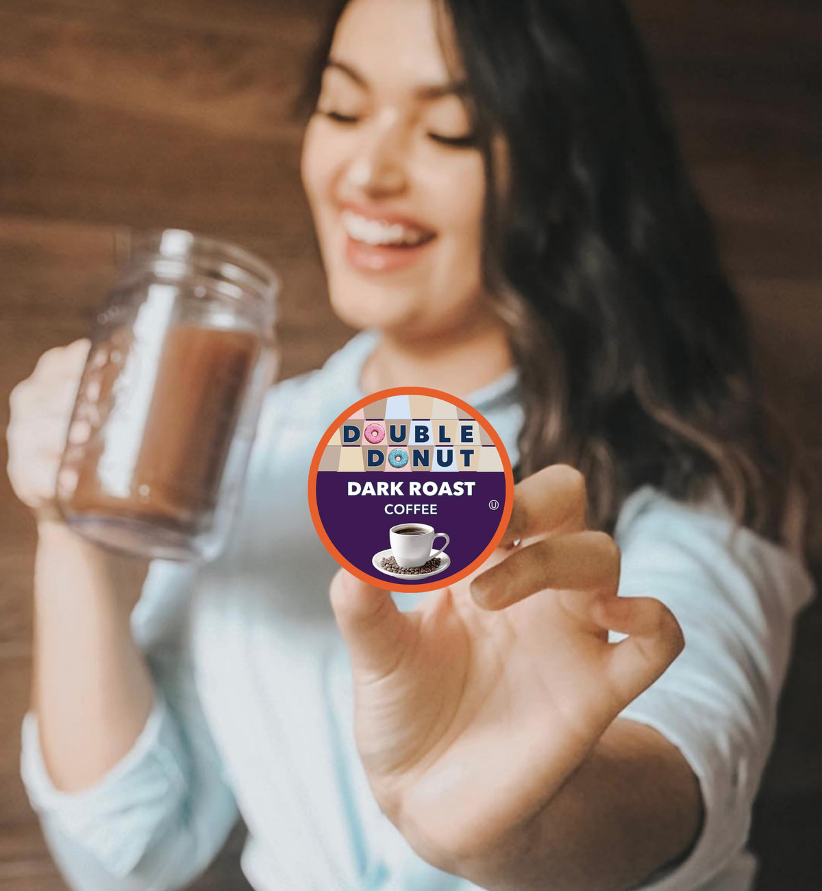 Double Donut Coffee pod in Keurig machine ready for a quick brew.