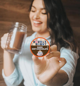 Double Donut Coffee Keurig cup-in-brewer view shows quick single-serve brewing convenience.