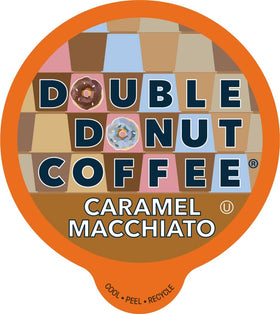 Double Donut Caramel Macchiato pods in a 24-count box for quick home brews