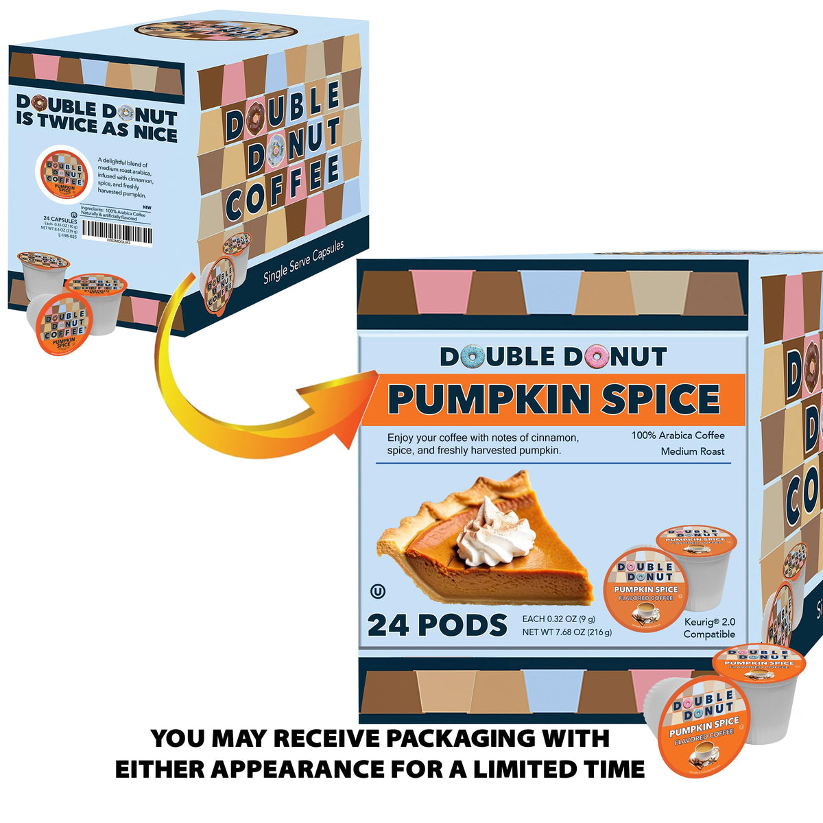 Gluten-free and keto-friendly Double Donut pumpkin spice pods.