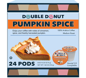 Double Donut Pumpkin Spice pods ready for Keurig brewers.
