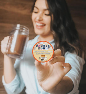 Double Donut Coffee Vanilla Bean pod box organized for office breaks.