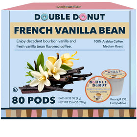 Double Donut Vanilla Bean pods in an 80-count pack offer versatile mornings.