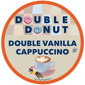 Double Donut Coffee Vanilla Cappuccino pod closeup highlights creamy vanilla aroma