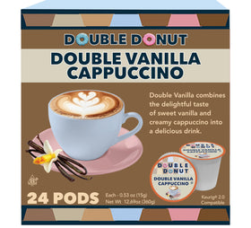 Double Donut Coffee Vanilla Cappuccino pod pack ready for quick morning brew