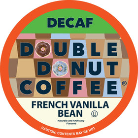 Pouring hot water into a cup to brew Double Donut decaf vanilla.