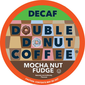 Double Donut Mocha Nut Fudge pod close-up, indulgent flavor for decaf mornings.