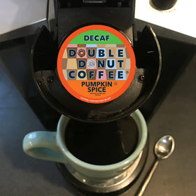 Double Donut packaging labels emphasize premium quality and convenient single-serve pods