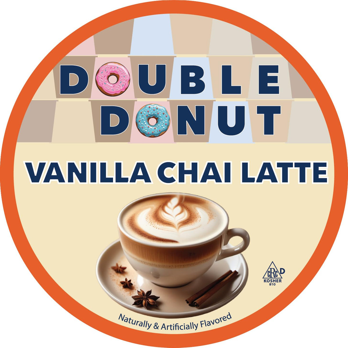 Cup of Double Donut Vanilla Chai Latte with foamy crema ready at home