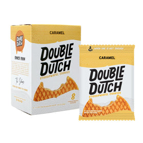 Double Dutch Stroopwafel Cookies 2-pack front label, ideal for on-the-go snacking.