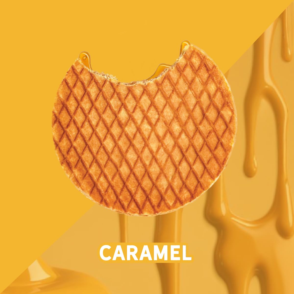 Double Dutch Stroopwafel Cookies chocolate salted caramel close-up, indulgent contrast of chocolate and caramel.