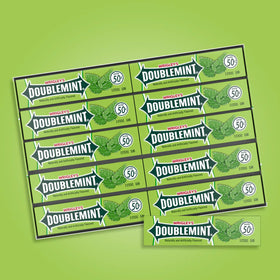Doublemint bulk pack 40 sticks spread on table, great for sharing at work.