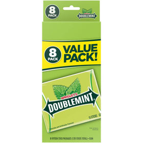 Doublemint packaging multi-pack showcasing six value packs for convenient sharing.