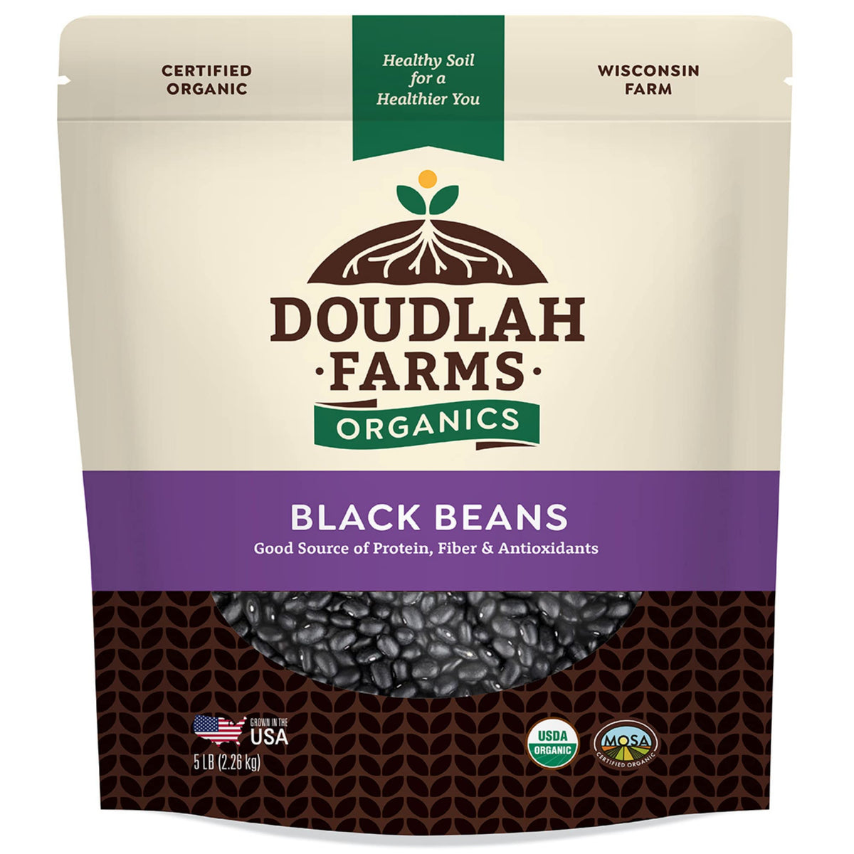 Doudlah Farms Organic Black Beans 5lb pack for wholesome meals.