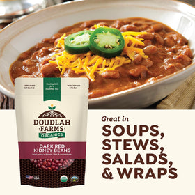 Doudlah Farms dried kidney beans in a bowl, ready to soak for soups.