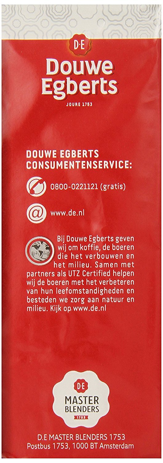 Netherlands-origin Aroma Rood label shows authentic Dutch roast by Douwe Egberts.
