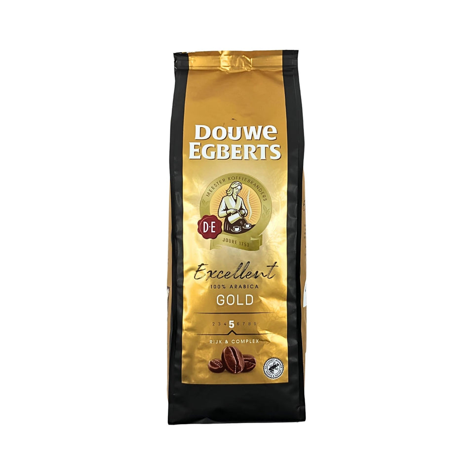 Douwe Egberts Excellent Aroma whole-bean coffee bag ready for fresh grinding