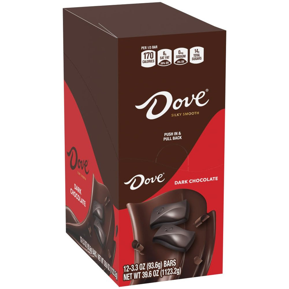 DOVE dark chocolate 12-pack on display for bulk gifting